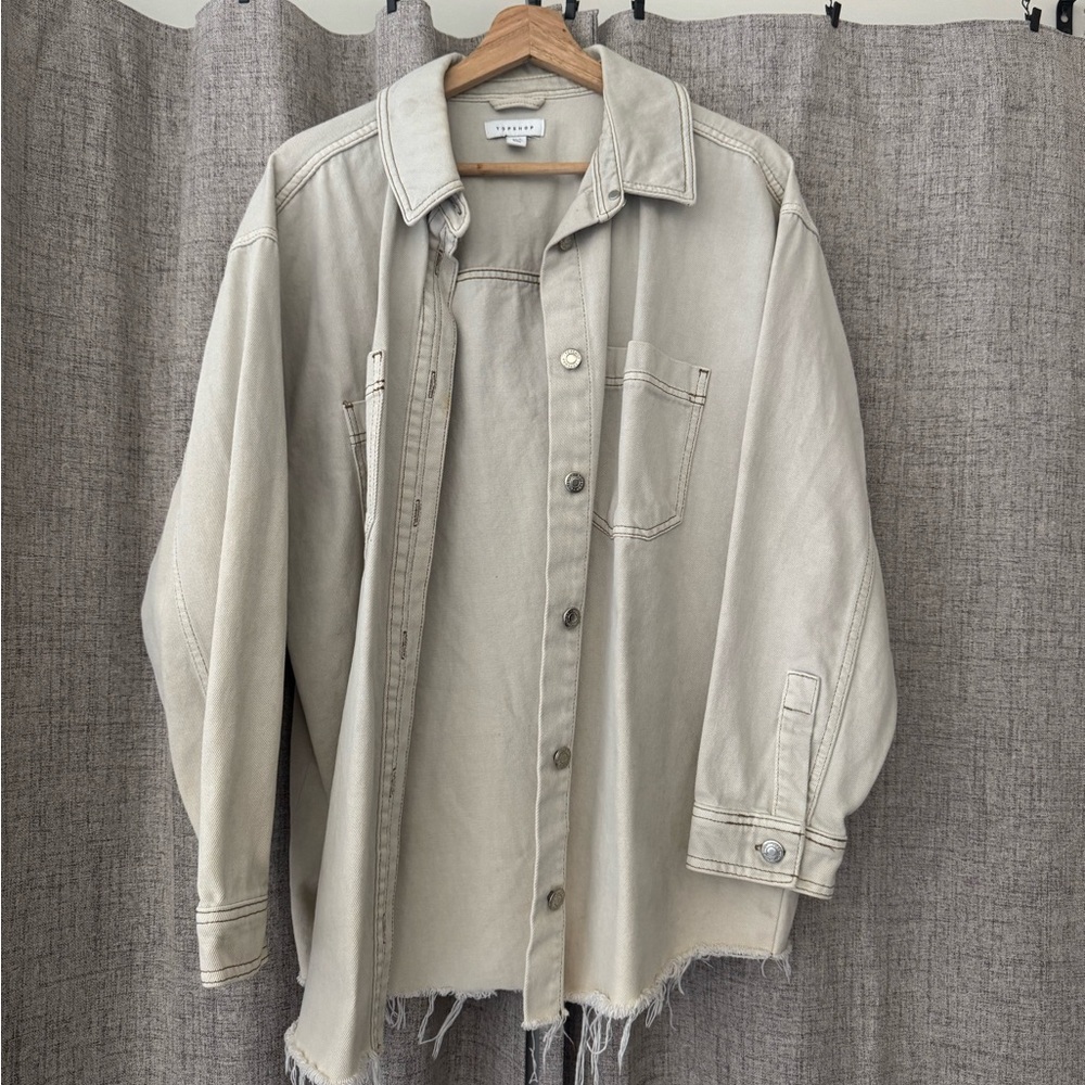Topshop Cream Shirt Jacket
